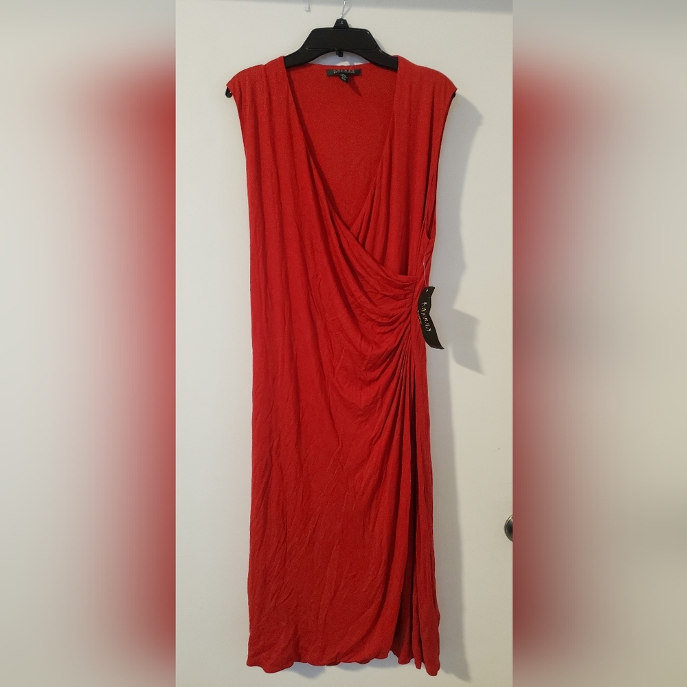 Ralph Lauren Elegant Red Wrap-Style Women's Dress